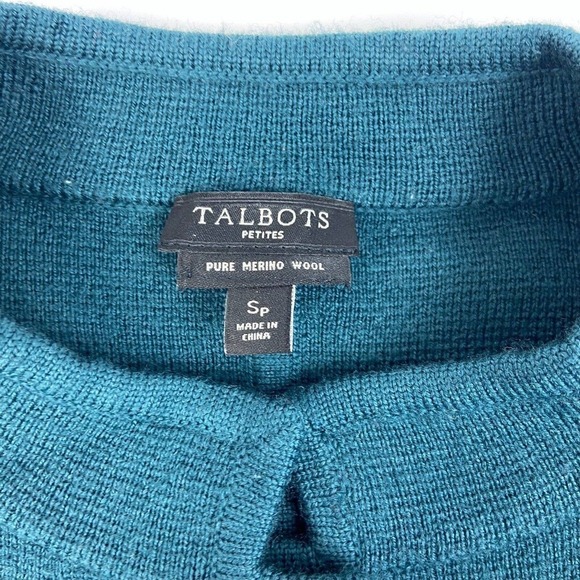 Talbots Merino Wool Button Up Gold Button Jacket Cardigan Small Petite PS - Picture 4 of 7